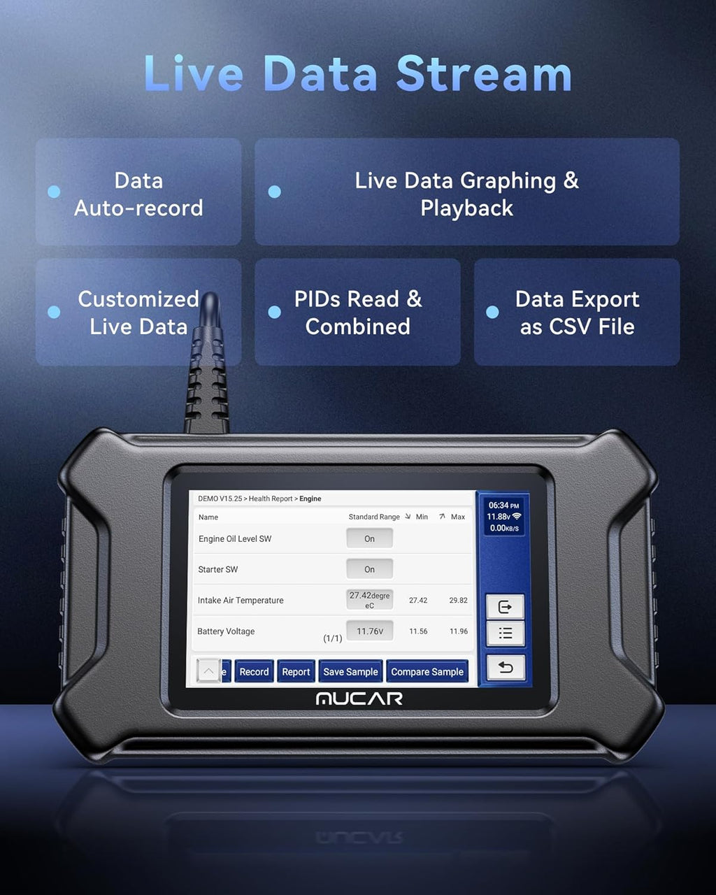 MUCAR CS90 OBD2 Scanner Diagnostic Tool with 28+ Reset Service, Engine Powertrain Car Scanner, ABS Code Reader, SRS Scan Tool for Cars, Auto VIN, Lifetime Free Update
