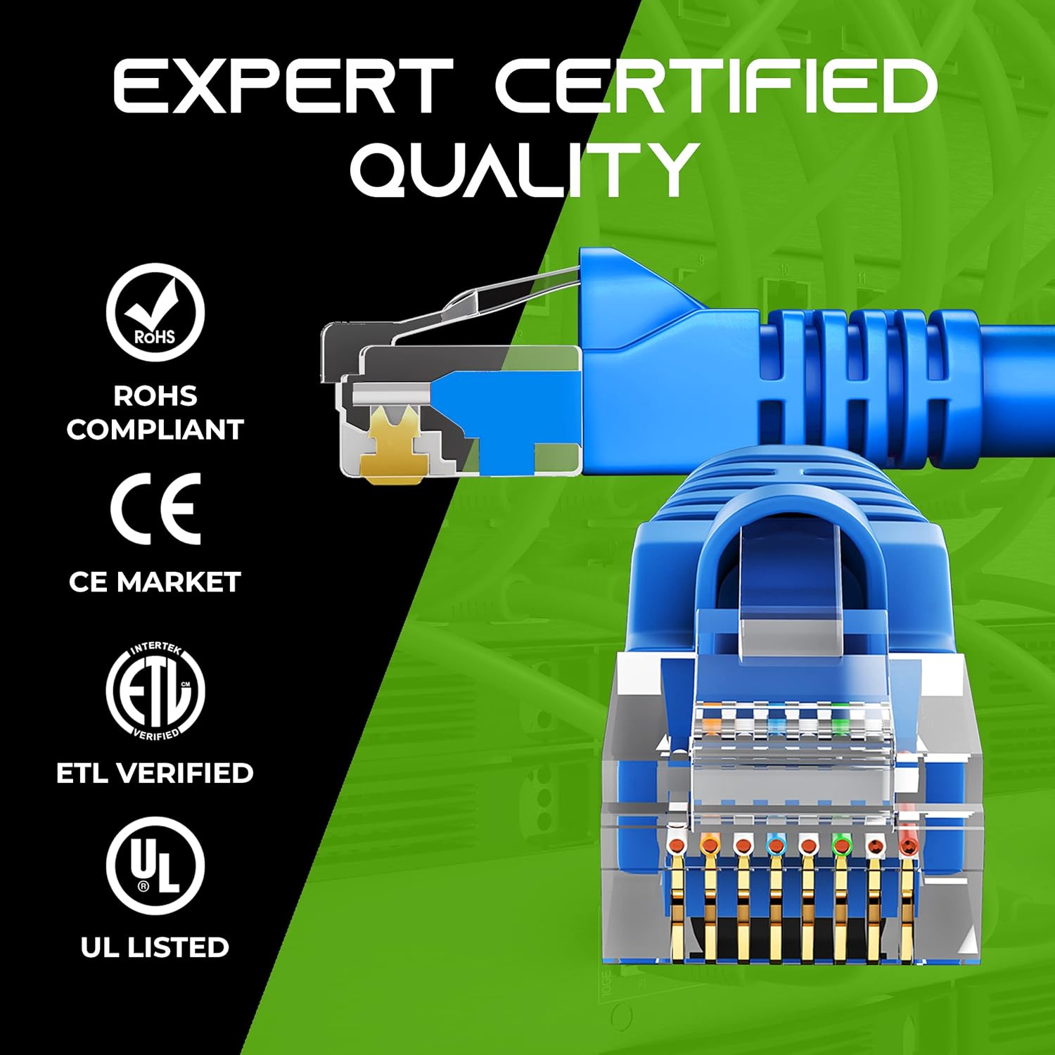 GearIT 24-Pack, Cat5e Ethernet Patch Cable 1 Foot - Snagless RJ45 Computer LAN Network Cord, Blue - Compatible with 24 48 Port Switch POE Rackmount 24port Gigabit