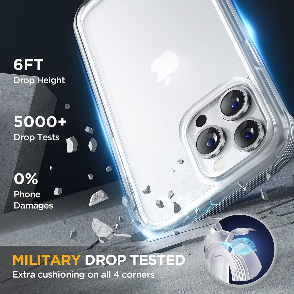 Miracase Glass Series Designed for iPhone 14 Pro Max Case 6.7 Inch, Upgrade Full-Body Bumper Case with Built-in 9H Tempered Glass Screen Protector, with Camera Lens Protector, Matte Clear