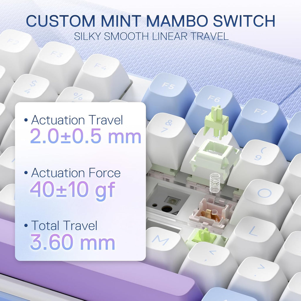 Redragon K707 PRO 80% Wireless Gasket RGB Gaming Keyboard, 3-Modes 87 Keys TKL Mechanical Keyboard w/Hot-Swap Socket, PBT Round Keycaps & 5-Layer Noise Dampening, Custom Linear Switch