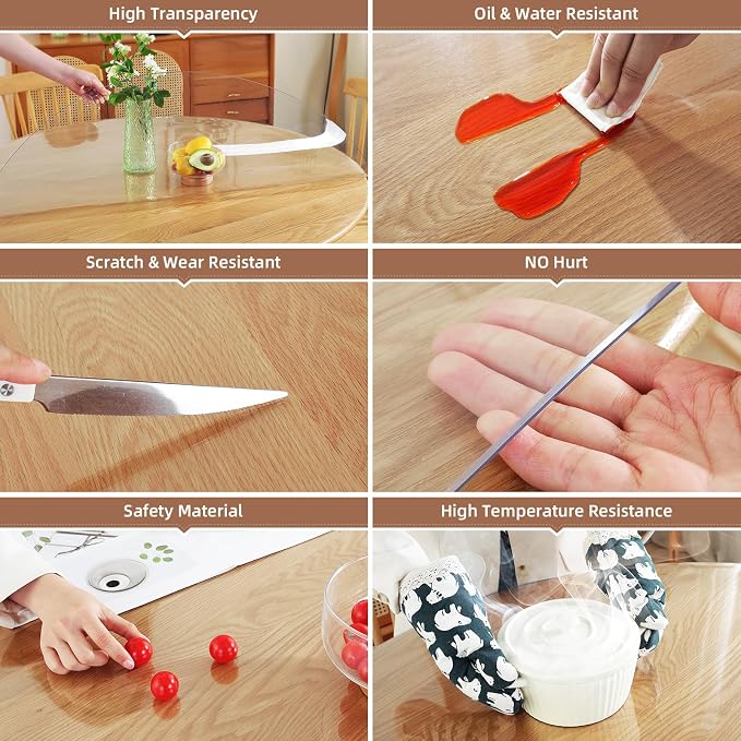 Warmstar Clear Table Protector 2mm Thick, Dia.48 Inch Round Table Cover - Image 3