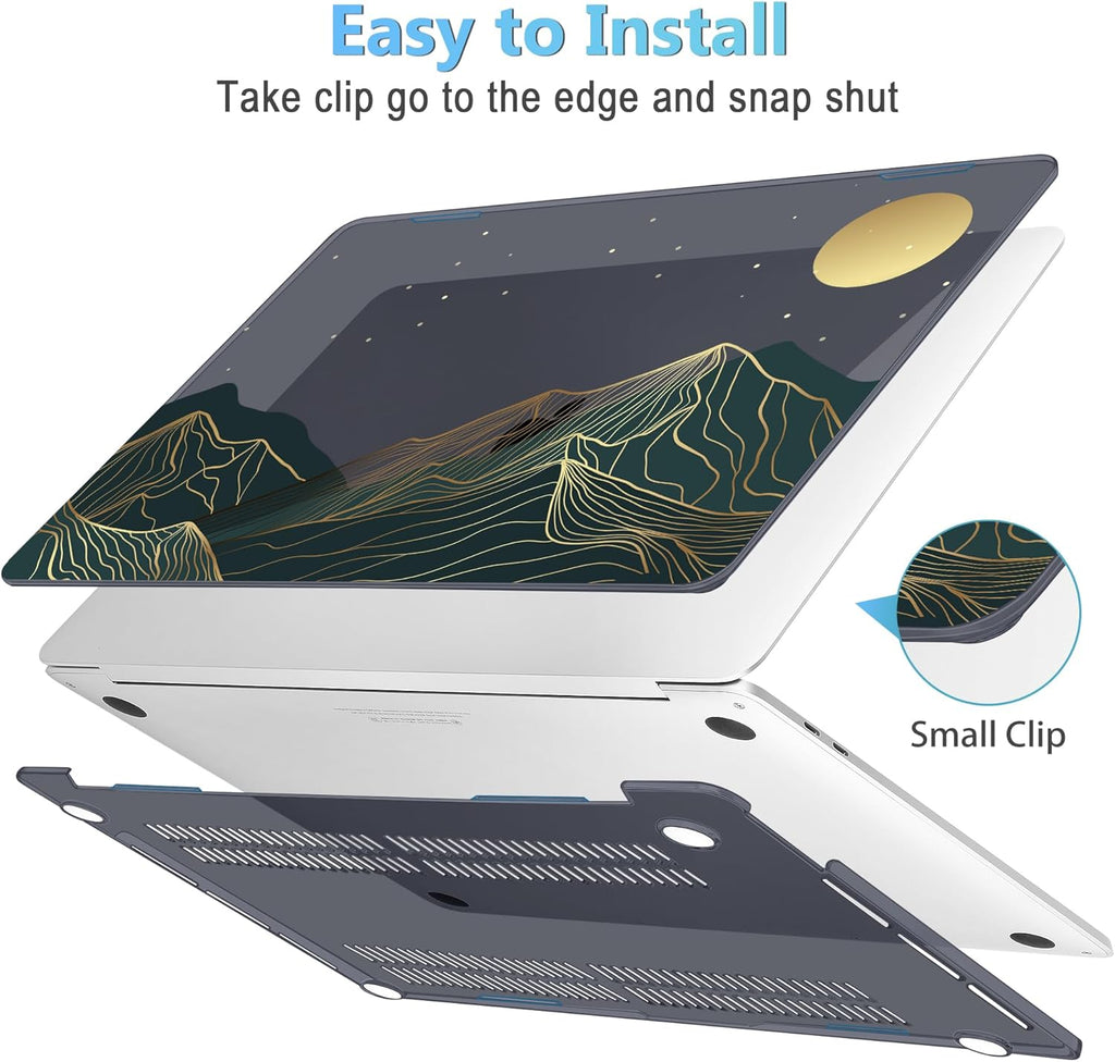 Mektron Case for MacBook Pro 16 Inch A2141 Cover 2019 Release 16" with Liquid Retina Display/Touch ID, Plastic Hard Shell with Keyboard Skin & Screen Protector & Dust Plug, Abstract Mountain C112