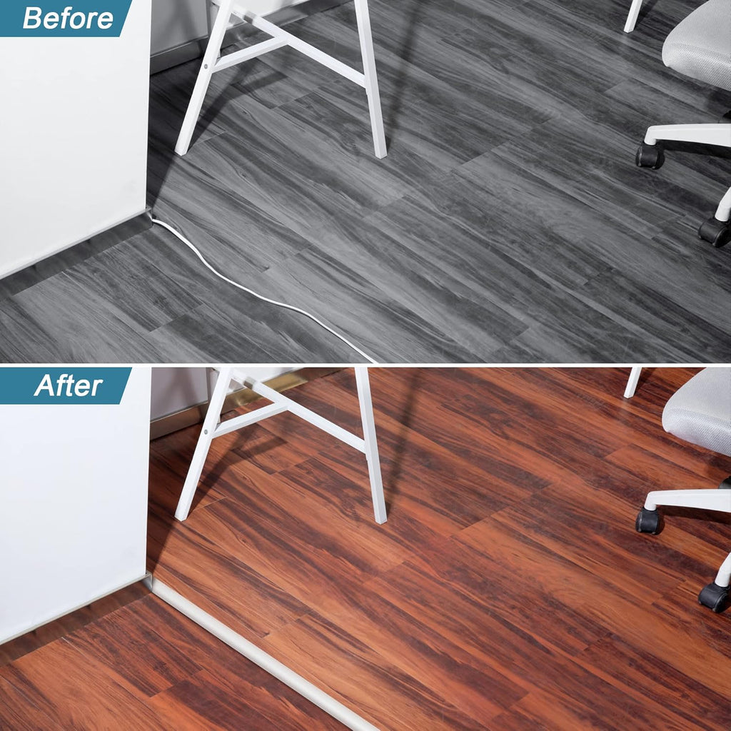 Floor Cable Cover 3ft White, LZEOY Cord Covers for Wires on Floor, Cord Hider Floor Cable Management, Extension Cord Floor Cover Low Profile, Floor Cord Cover for Office/Carpet/Floor