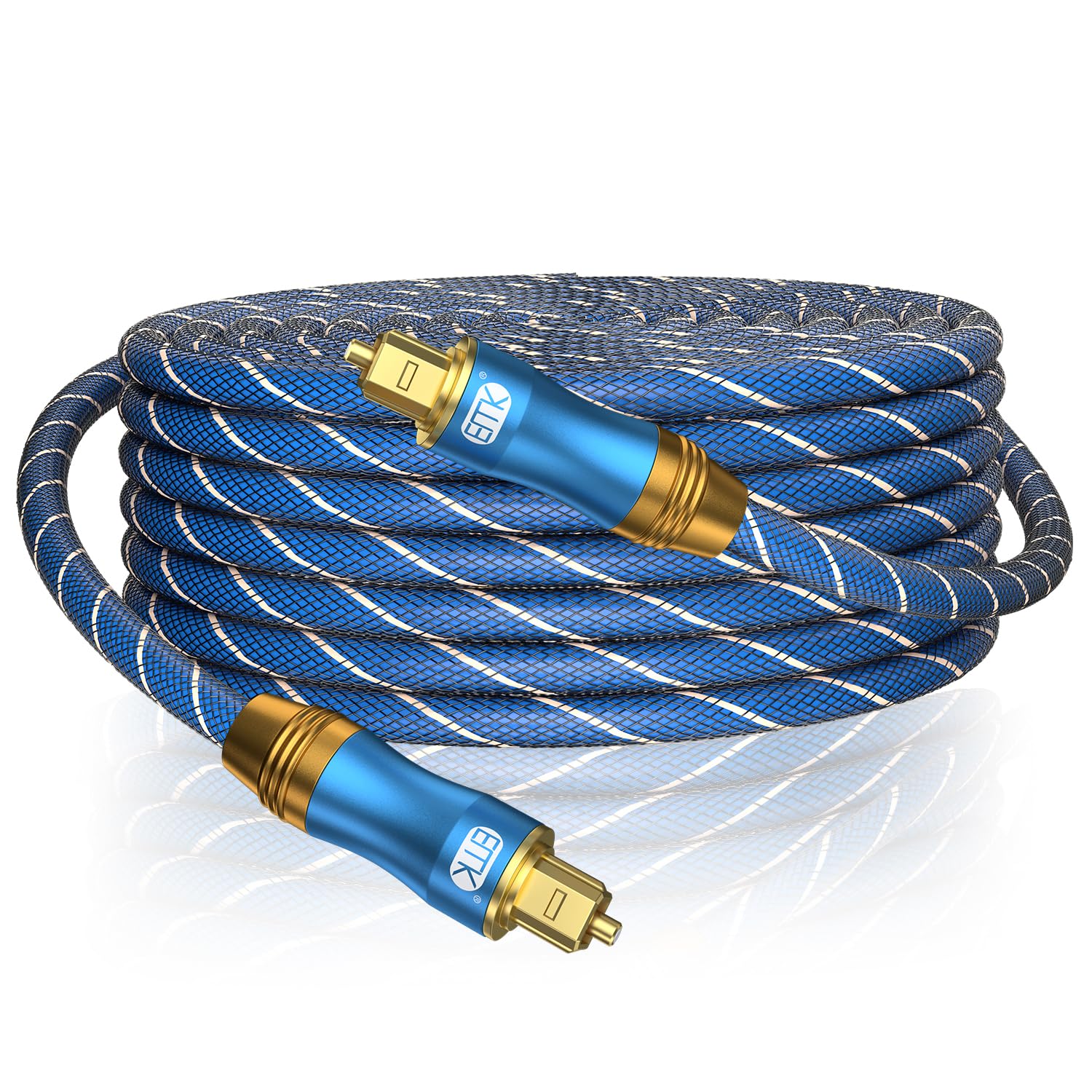 EMK Digital Optical Audio Cable - Fiber Optical Toslink SPDIF 33Feet/10M Male to Male Cord for Home Theater, Sound Bar, TV, PS4, Xbox, PlayStation & More