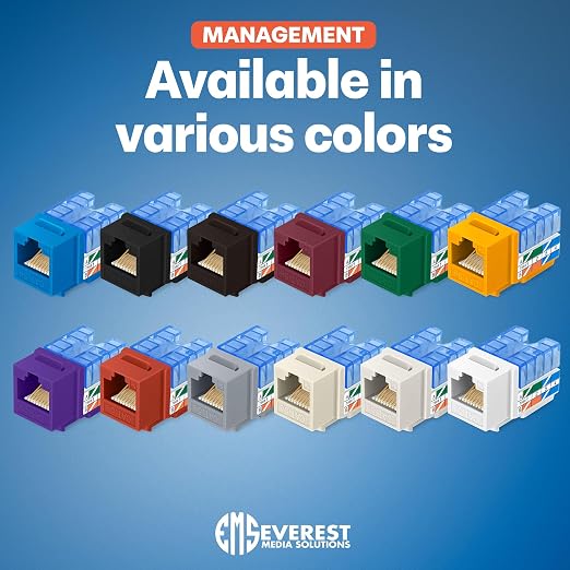Everest 90° Angled RJ45 Cat5e Keystone Jacks 10-Pack in Blue - Image 7