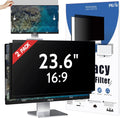 [2-Pack] 23.6 Inch Privacy Screen for Computer Monitor 16:9 Aspect Ratio, Eye Protection Anti Blue Light Glare Shield, 23.6inch Removable Black Blackout Anti Spy Desktop Security Private Filter