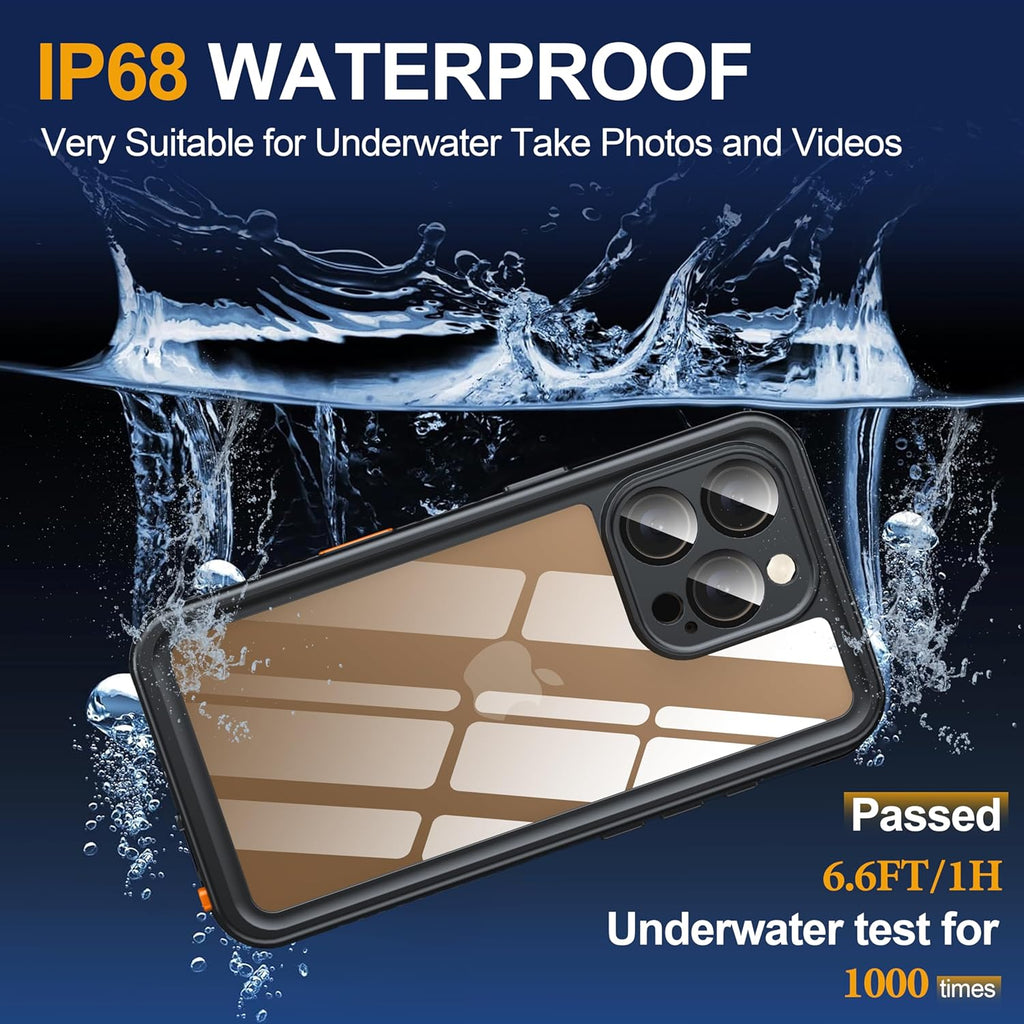 for iPhone 16 Pro Case Waterproof, Built-in Privacy Screen & HD Screen Double Front Frame [IP68 Underwater] Shockproof Dustproof Full Body Protection iPhone 16 Pro Phone Case Black