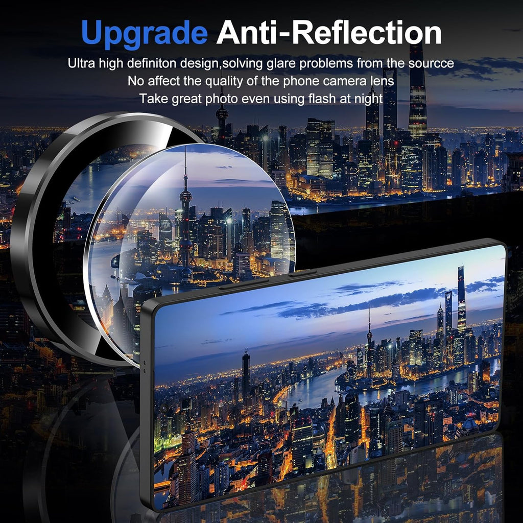 for Samsung Galaxy S25 Ultra Camera Lens Protector, Individual Metal Ring Tempered Glass Lens Cover, [Strong Adsorption] Scratch Resistant Ultra-Thin HD Clear Lens Cover, 1 Set-Black Ring