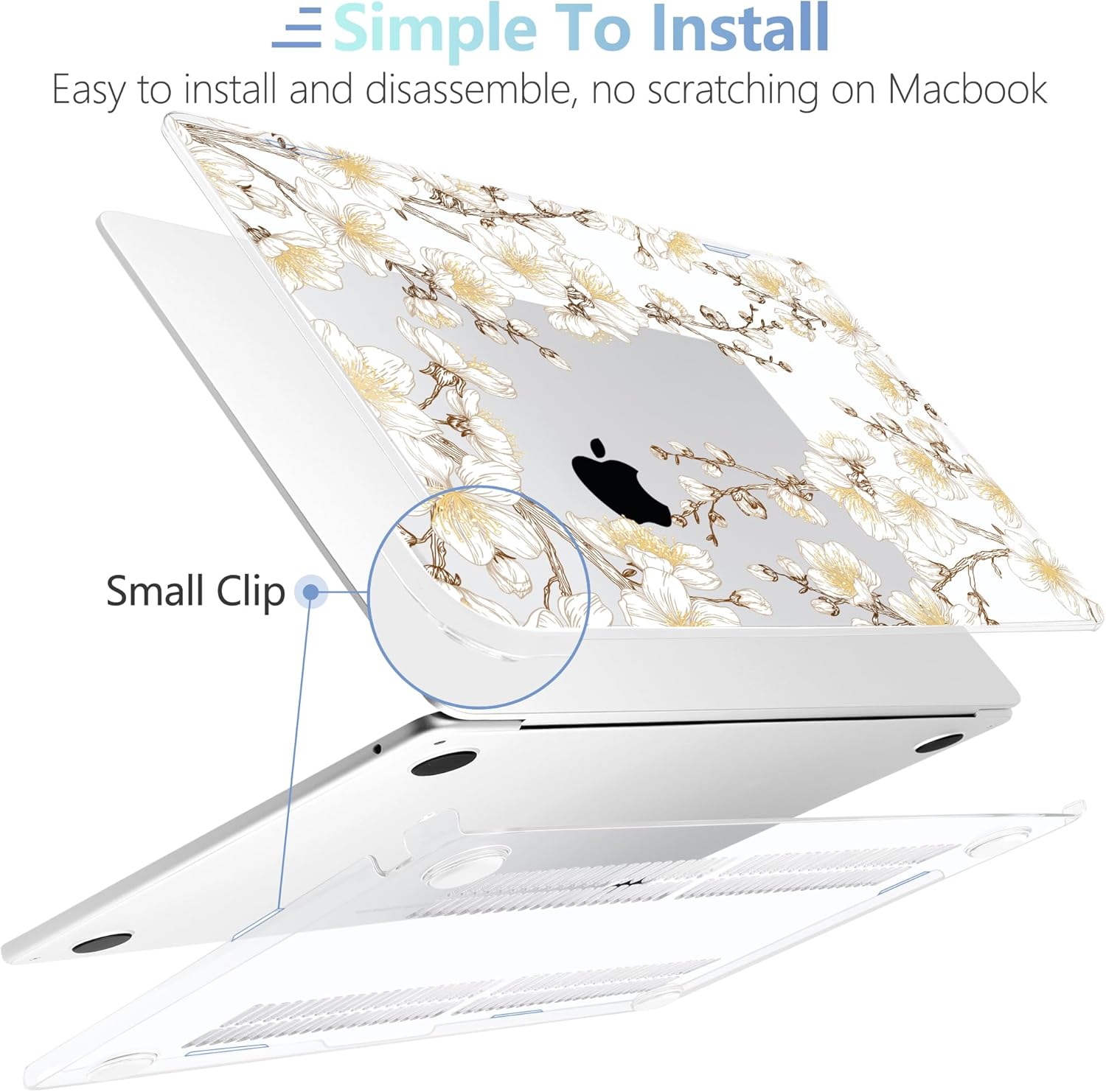 MEEgoodo for M4/M3/M2 MacBook Air 15.3 inch Case 2025 2024 2023, Case Fit Model (A3241/A3114/A2941) for MacBook Air 15 inch, Laptop Hard Shell with Keyboard Cover, Cherry Branches