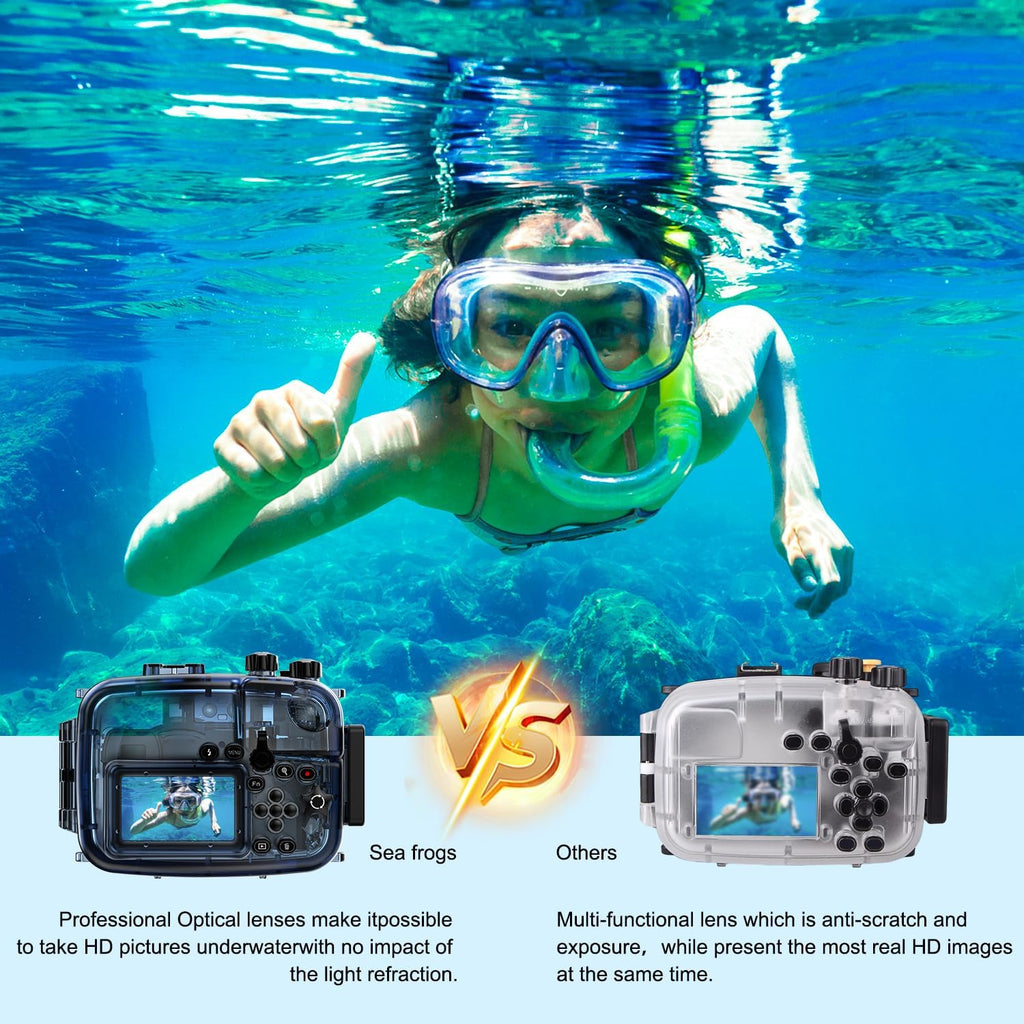 Sea frogs Waterproof Camera Housing Compatible with Sony A6000/A6300/A6500 IPX8 60m/196ft Maximum Diving Depth Underwater Camera Case for Diving, Surfing, Rowing, Skiing