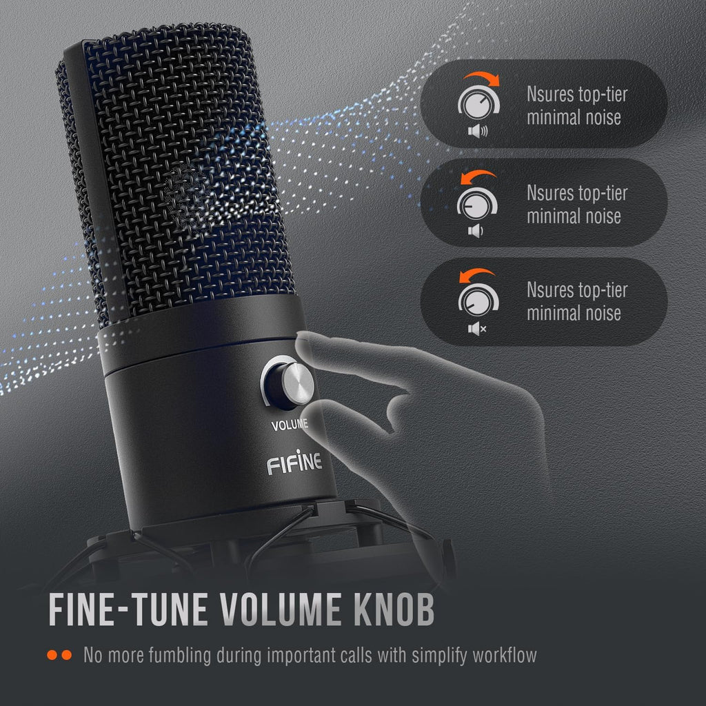 FIFINE Studio Condenser USB Microphone Computer PC Microphone Kit with Adjustable Boom Arm Stand Shock Mount for Instruments Voice Overs Recording Podcasting YouTube Vocal Gaming Streaming-T669