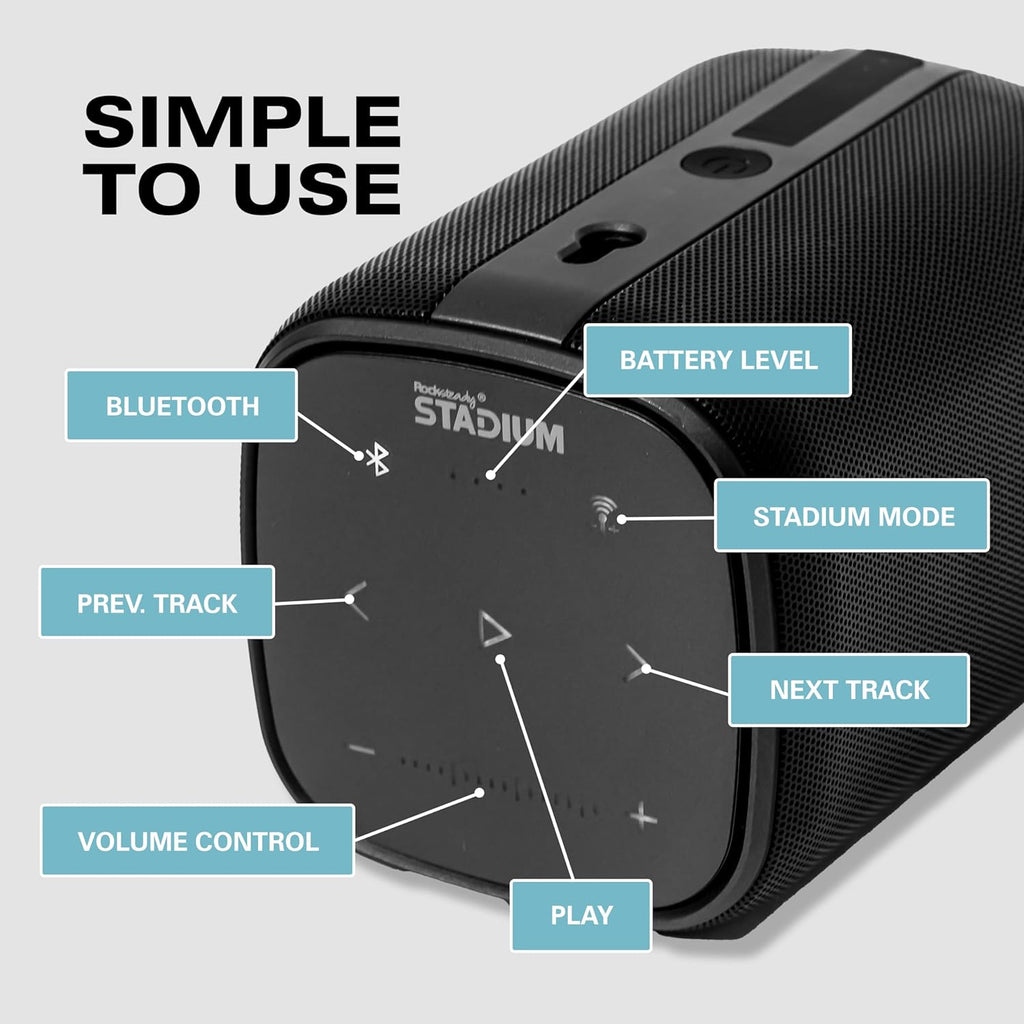 Rocksteady Stadium 2: Four Speakers Bundle - Immersive, connectible, and up to 150 ft of Range. Up to 30 Hours of Battery Life.