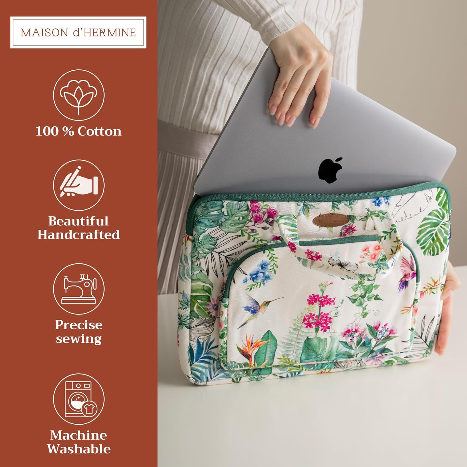 Maison d'Hermine Laptop bag with front pocket Stain and water repellent Cotton canvas
