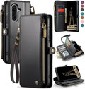 Defencase for Galaxy A26 5G Case Wallet with RFID Blocking Card Holder for Women Men, Fashion PU Leather Magnetic Snap Flip Zipper Wrist Strap Wallet Phone Case for Samsung Galaxy A26 5G, Black