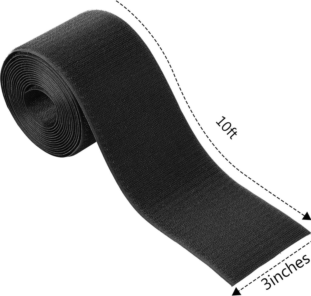 WILLBOND 2 Pack 10 ft x 3 Inch Cable Floor Strip Cable Cover Cords Carpet Protector Management Hook and Loop Tape for Wires on Floor Cords and Prevent a Trip Hazard (Black)
