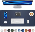 Leather Desk Pad Protector, Mouse Pad, Office Mat, Non-Slip PU Leather Blotter, Laptop Pad, Waterproof Writing Pad for Office and Home (Midnight Blue, 31.5" x 15.7")