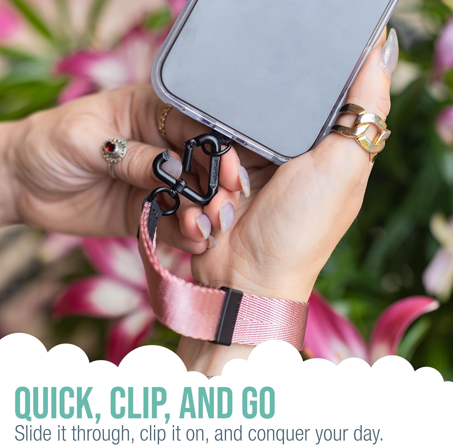 Smartish Phone Wristlet - Case Clinger - Universal iPhone Holder with Detachable Wrist Strap Loop with Phone Insert Unisex Gift for All Phone Cases iPhone, Galaxy, Pixel - Black Tie Affair