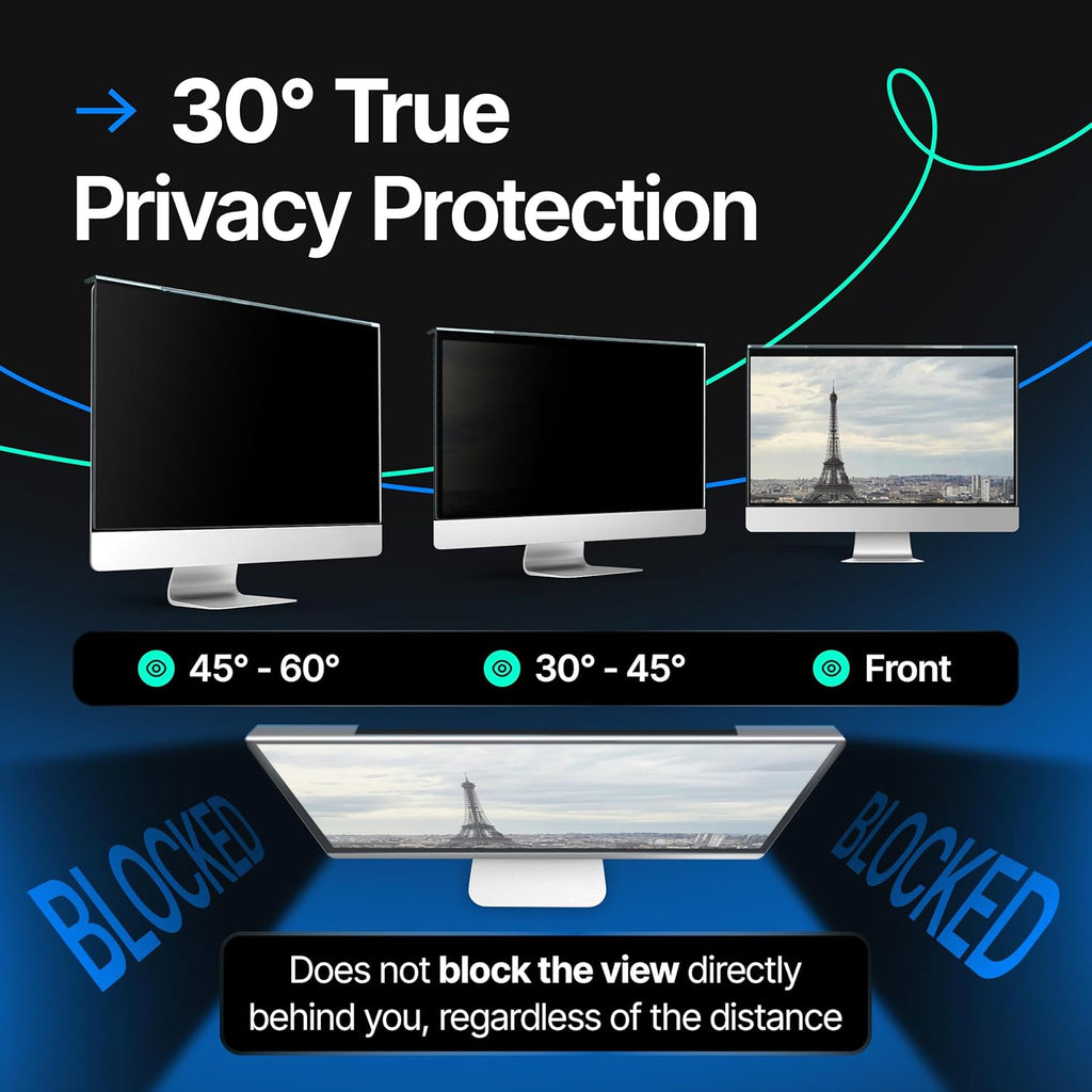 Acrylic 24 Inch Computer Privacy Screen Filter Compatible with 24 inch iMac (2021, 2022, 2023, 2024, M1, M3, M4) - 21.5" x 12.6" (547 x 320mm) - Monitor Frame Hanging Type