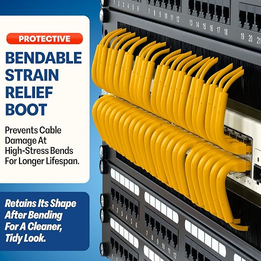 Everest Ultra Slim Cat6a Ethernet Patch Cables 7ft Yellow - Image 3