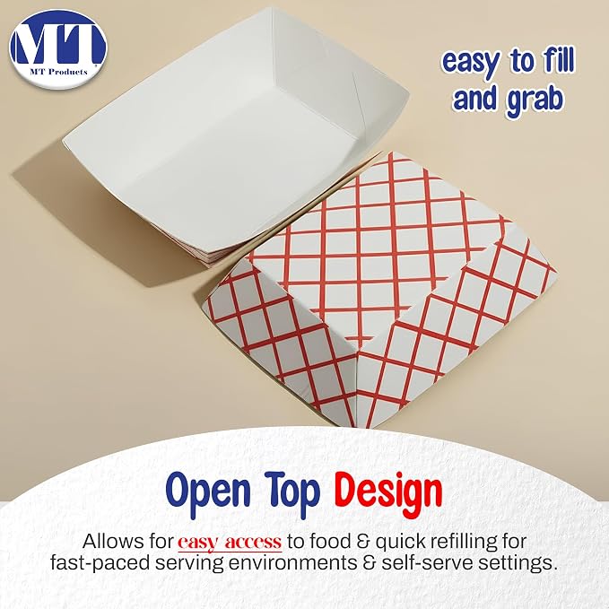 MT Products Plaid Charcuterie Tray 6 oz. Disposable Paper Food Tray - Image 6