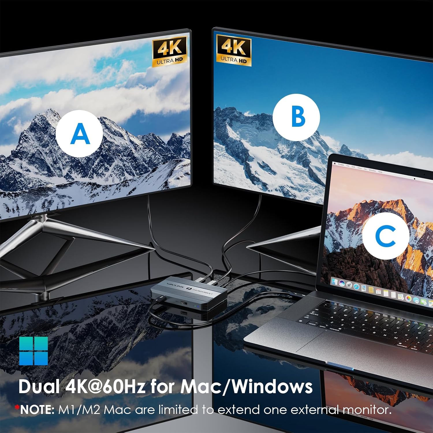 Thunderbolt 4 Hub, WAVLINK USB C Hub with Single 8K/ Dual 4K Display, 100w PD in, USB-A 3.2 Gen 2, for MacBook Pro/Air M1 M2 M3, Thunderbolt 4/3 Laptop