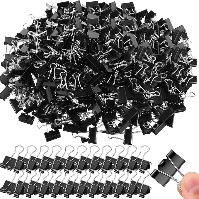 Jetec 500 Pieces 1 Inch Black Binder Clips Bulk Medium Paper Clamps Metal Paper by Jetec