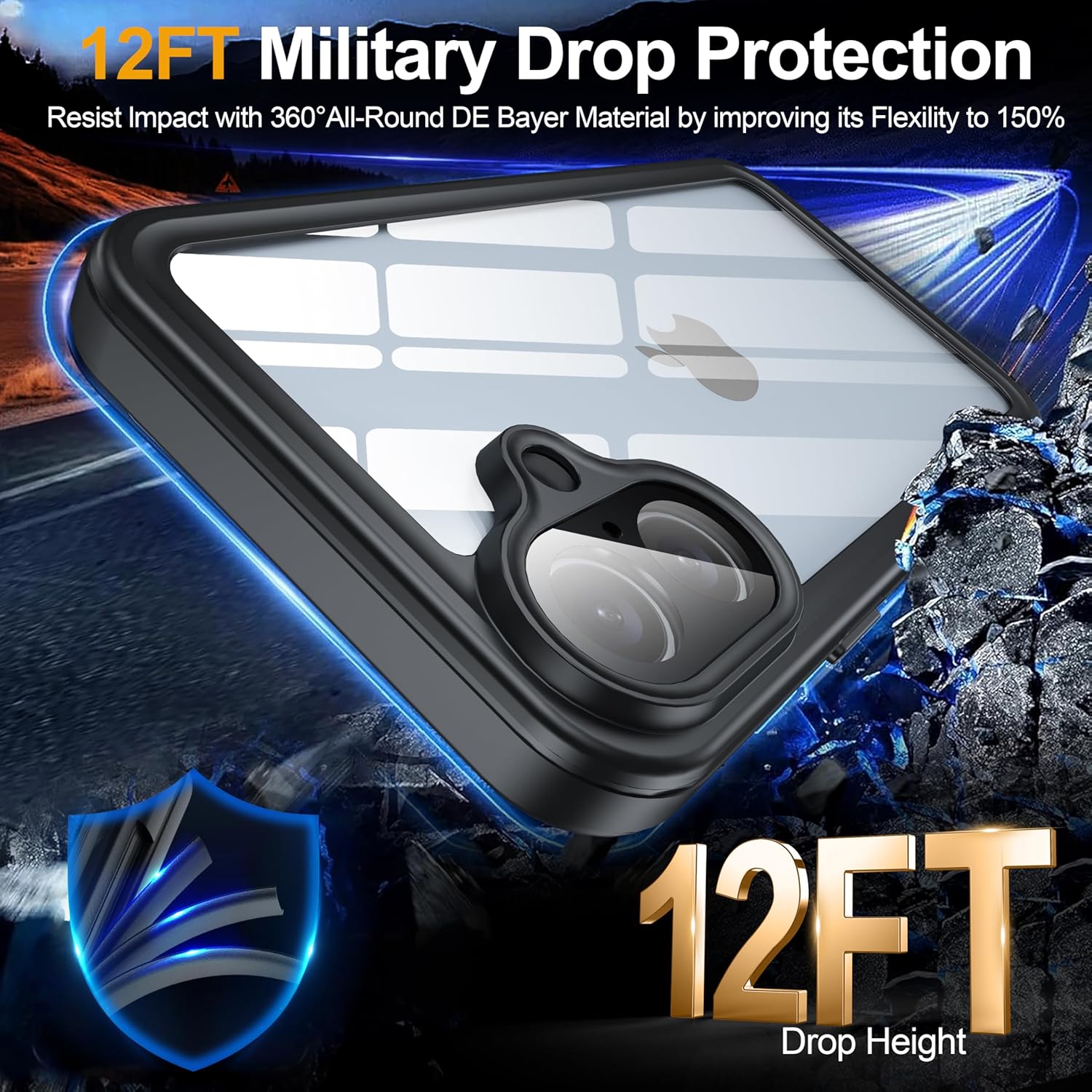 for iPhone 16 Plus Case Waterproof, Built-in Privacy Screen & HD Screen Double Front Frame [IP68 Underwater] Shockproof Dustproof Full Body Protection iPhone 16 Plus Phone Case Black