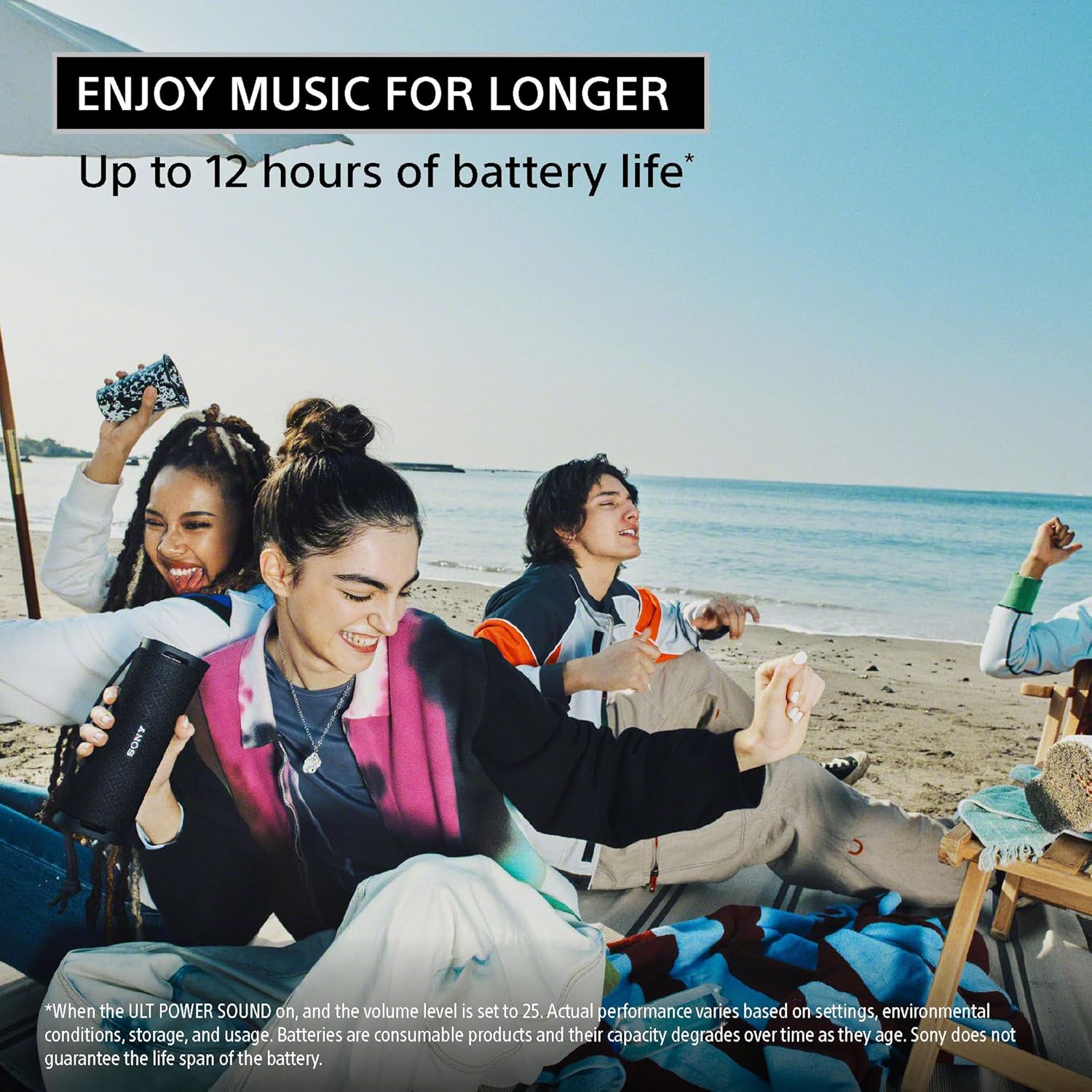 Sony ULT Field 1 Waterproof Portable Bluetooth Speaker, Enhanced Bass, 12h Battery, IP67 Rated Dustproof Shockproof Rustproof, Detachable Strap, SRSULT10D, Orange