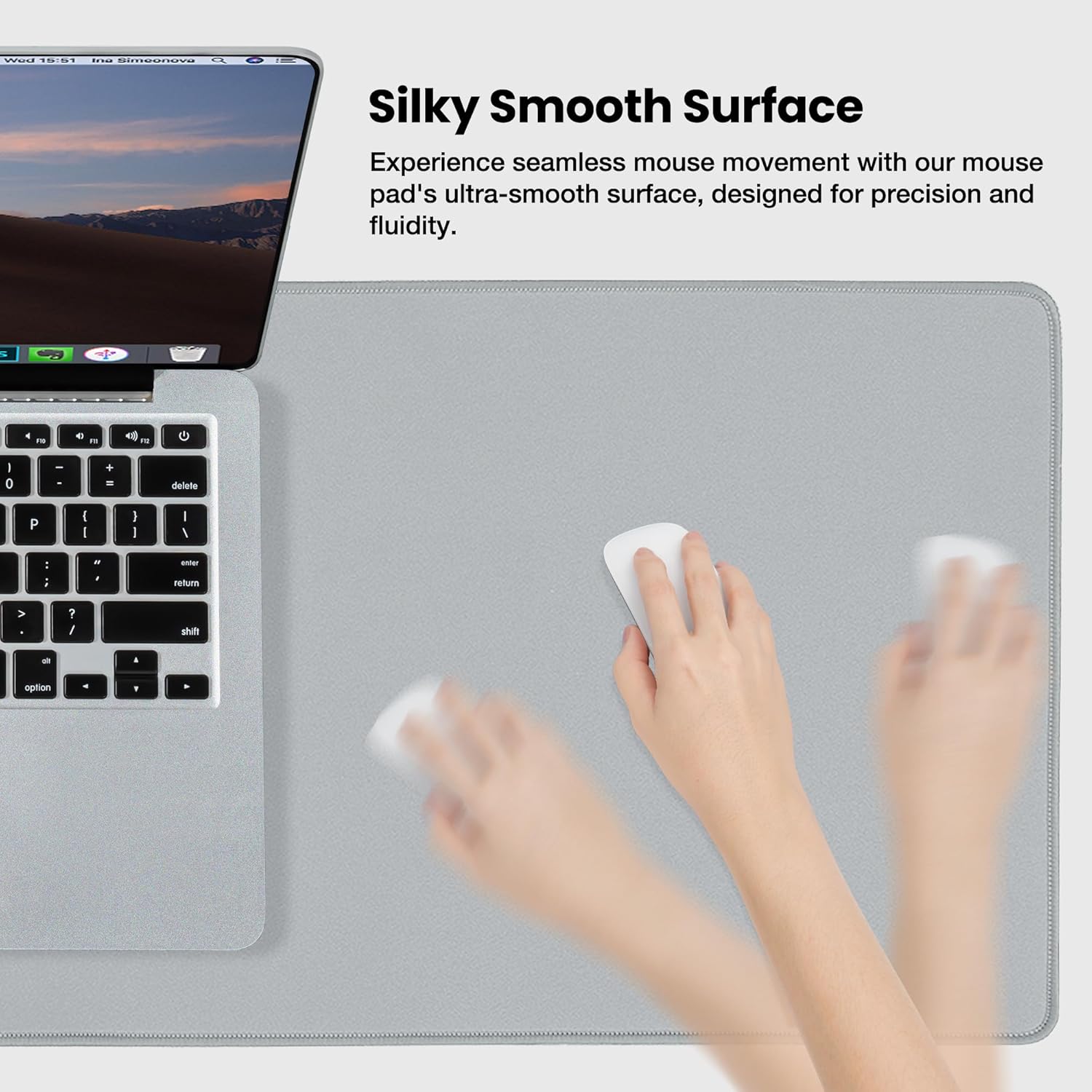 ALOANES Waterproof Mouse Pad with Durable Stitched Edge, Large Gaming Keyboard Pad, Non-Slip Rubber Base Mouse Mat, Extended Desk pad for Gamer, Office & Home, Gray Mousepad 27.6''x11.8''x0.12''