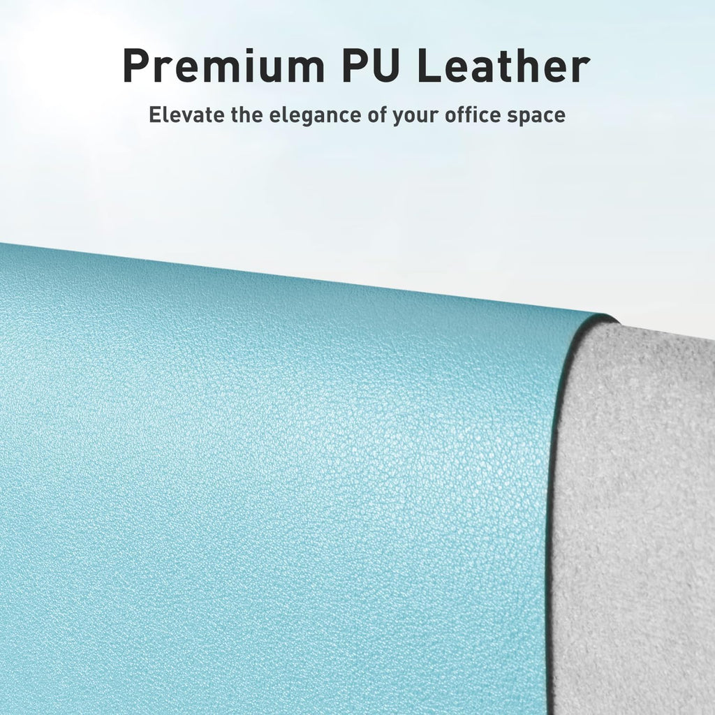 Aothia Large PU Leather Desk Pad Protector – Non-Slip Mouse Pad & Writing Mat for Office/Home, Waterproof, Easy to Clean (48" x 17", Blue Topaz)