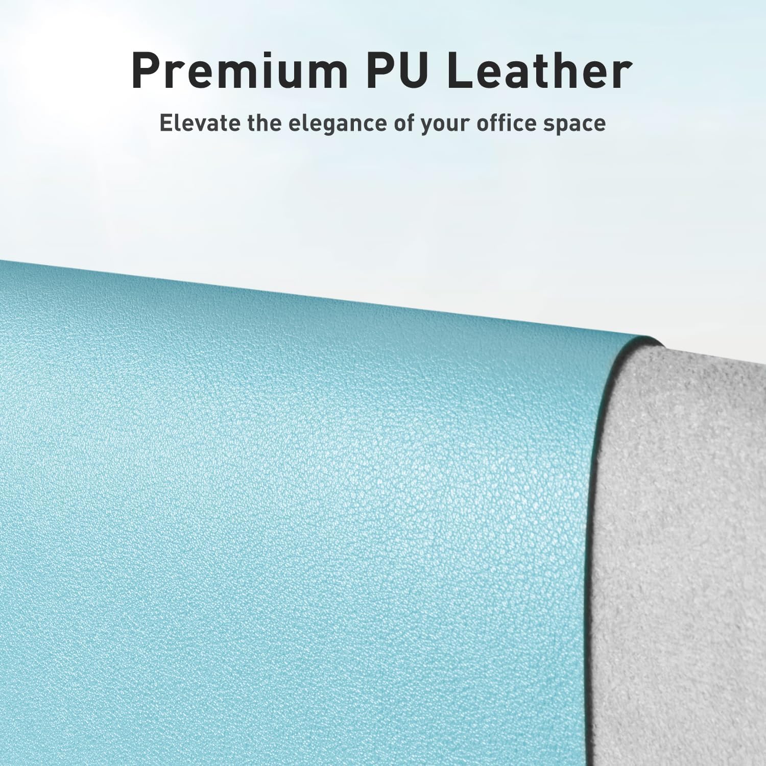 Aothia Large PU Leather Desk Pad Protector – Non-Slip Mouse Pad & Writing Mat for Office/Home, Waterproof, Easy to Clean (48" x 17", Blue Topaz)