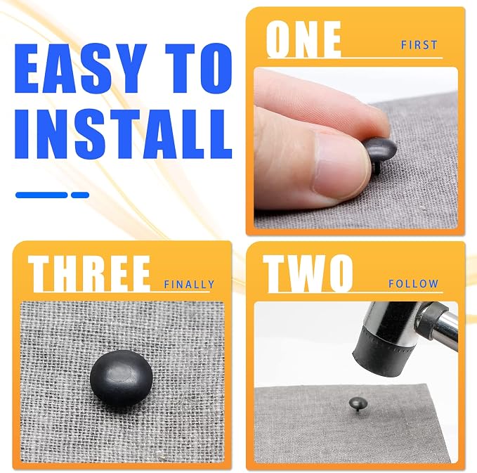 Bivethoi 220 Pcs Black Upholstery Tacks, 1/3 Inch Metal Round Head Thumb Tacks - Image 4