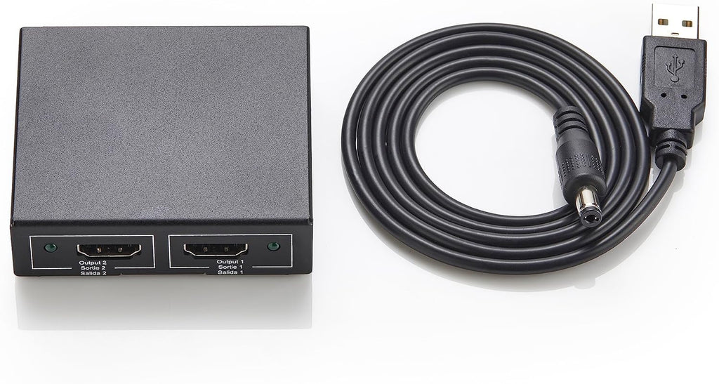 Amazon Basics HDMI Splitter 1 in 2 Out, 4K@30Hz for Dual Monitors, Mirror Only, Black