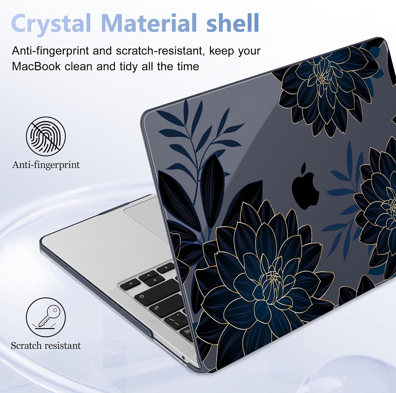 Case for MacBook Pro 13 inch with/Without Touch Bar (2016-2022, M2 A2338 M1 A2289 A2251 A2159 A1989 A1706 A1708), Hard Shell + Keyboard Cover + Dust Plug, Flower Dahlia