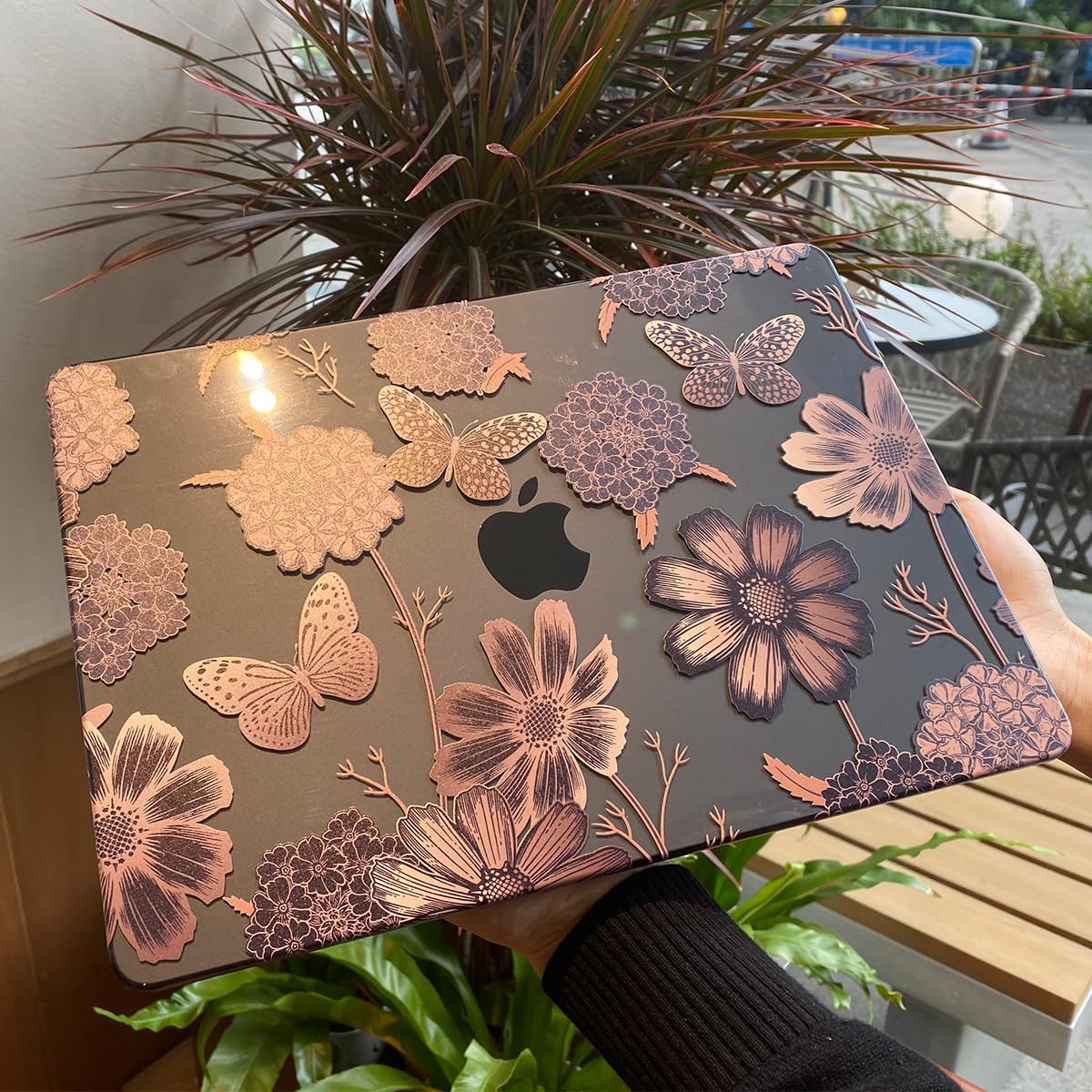 Teryeefi Compatible with M3 MacBook Air 15 inch Model A2941 [2023 2024], Designed Hard Shell Case & Keyboard Cover & Screen Protector,Flowers & Butterfly