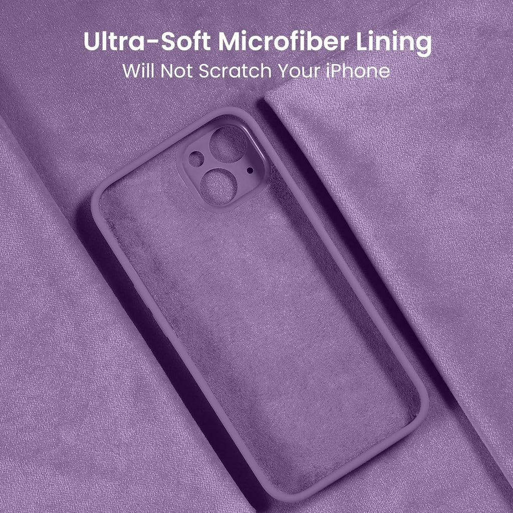 FireNova Designed for iPhone 15 Plus Case, Silicone [Camera Protection] Case with [2 Screen Protectors], Soft Anti-Scratch Microfiber Lining Inside, 6.7 inch, Light Purple