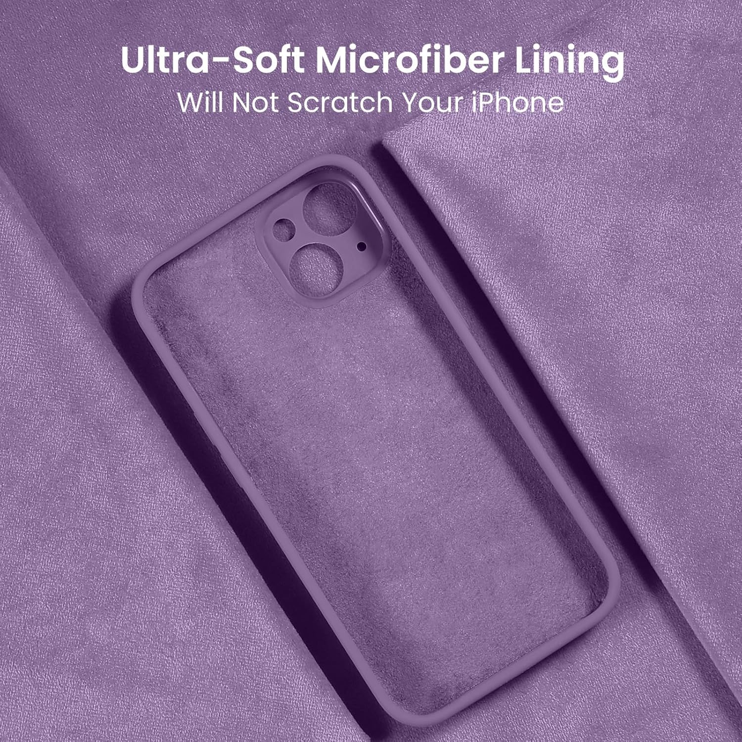 FireNova Designed for iPhone 15 Plus Case, Silicone [Camera Protection] Case with [2 Screen Protectors], Soft Anti-Scratch Microfiber Lining Inside, 6.7 inch, Light Purple