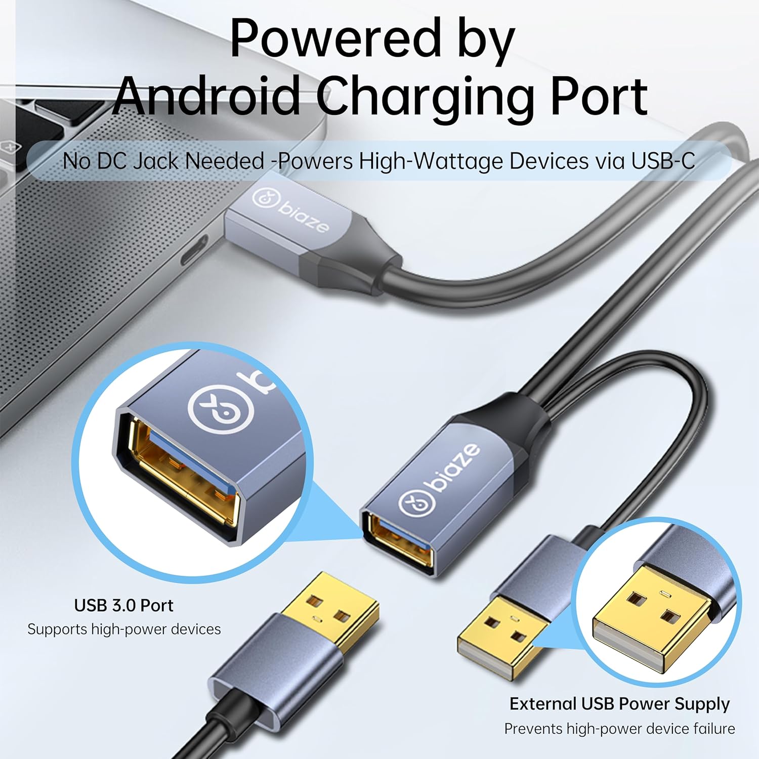 USB Extension Cable USB 3.0 Extension Cord Type A Male to Female Cord Nylon Braided High Data Transfer Compatible with USB Keyboard, Mouse, Flash Drive(65ft)