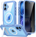 Magnetic & Stand for iPhone 16 Plus Case Built-in Privacy Screen Protector[360° Full Body Protection][Fit for Magsafe][Lens Protector] Heavy Duty Shockproof Phone Case for iPhone 16 Plus Blue