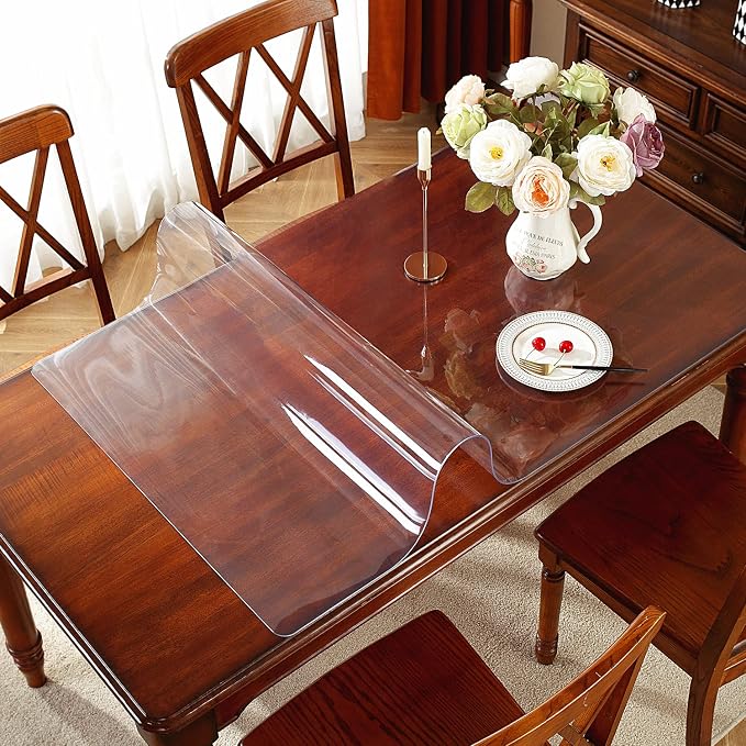 OstepDecor 48 x 48 Inch Clear Table Cover Protector, 2mm Thick Clear Plastic - Image 2