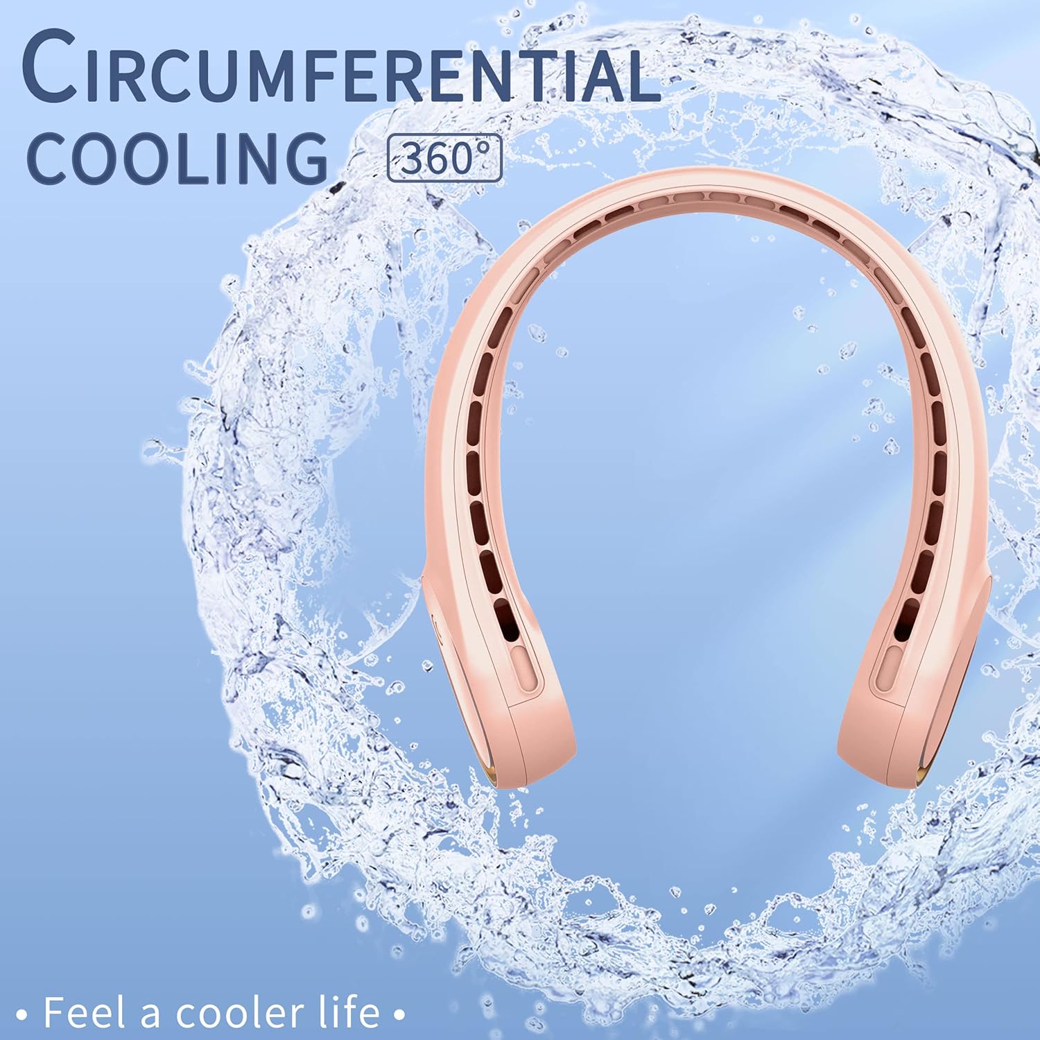 FrSara Neck Fan, Portable Personal Fan Strong Wind, 5200mAh, Air Volume,360° Cooling, No Hair Twisting, Air Volume On 2 Sides, Non-Slip, Quick Charge, Long Use Time, Gift for Women, Men, Birthday