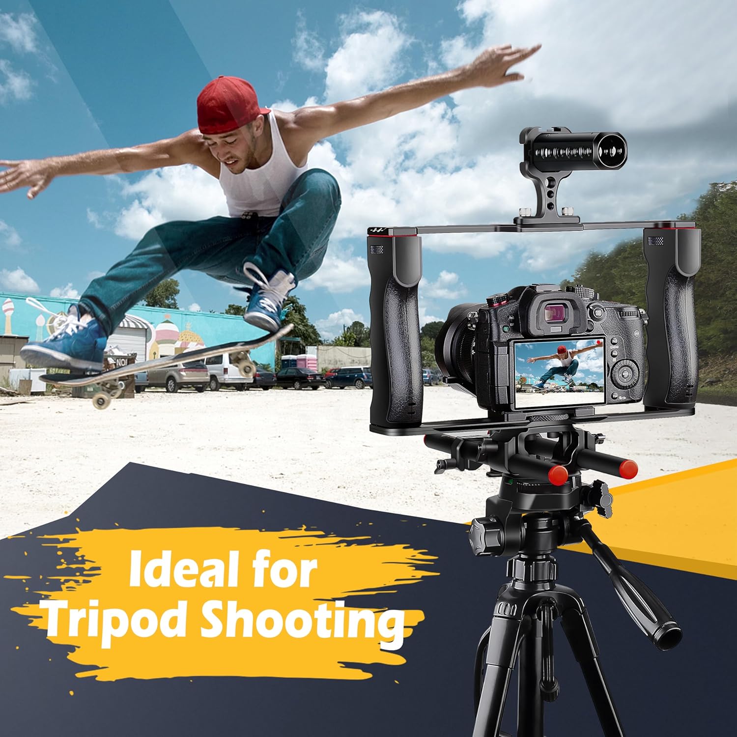 Zeadio Camera Video Rig Cage, Aluminum Filmmaking Movie Making Kit with Top Handle & Arca Type Base, Compatible with All DSLR Camera and Camcorder