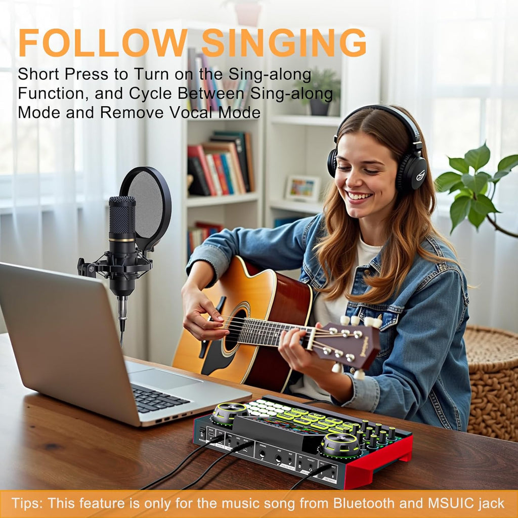Podcast Equipment Bundle – Condenser Microphone with 3.5mm Audio Interface, Live Sound Card & Soundboard for PC, for Podcasting,Singing, Phone Streaming