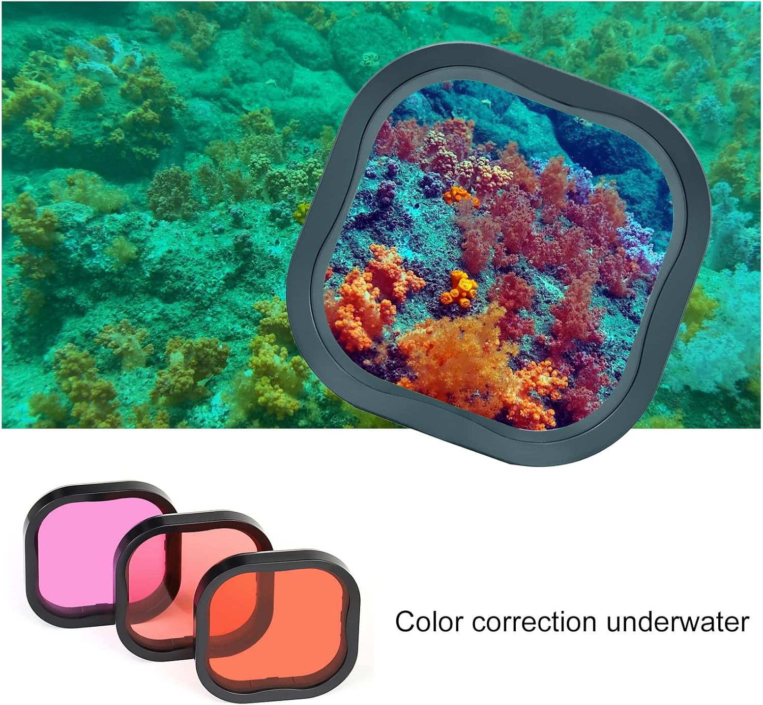 Waterproof Case for GoPro Hero 8 Black with 4-Pack Dive Filter, 60M Underwater Diving Housing Case with Red, Light Red, Magenta, Close-up Filters for GoPro Hero 8 Black Camera