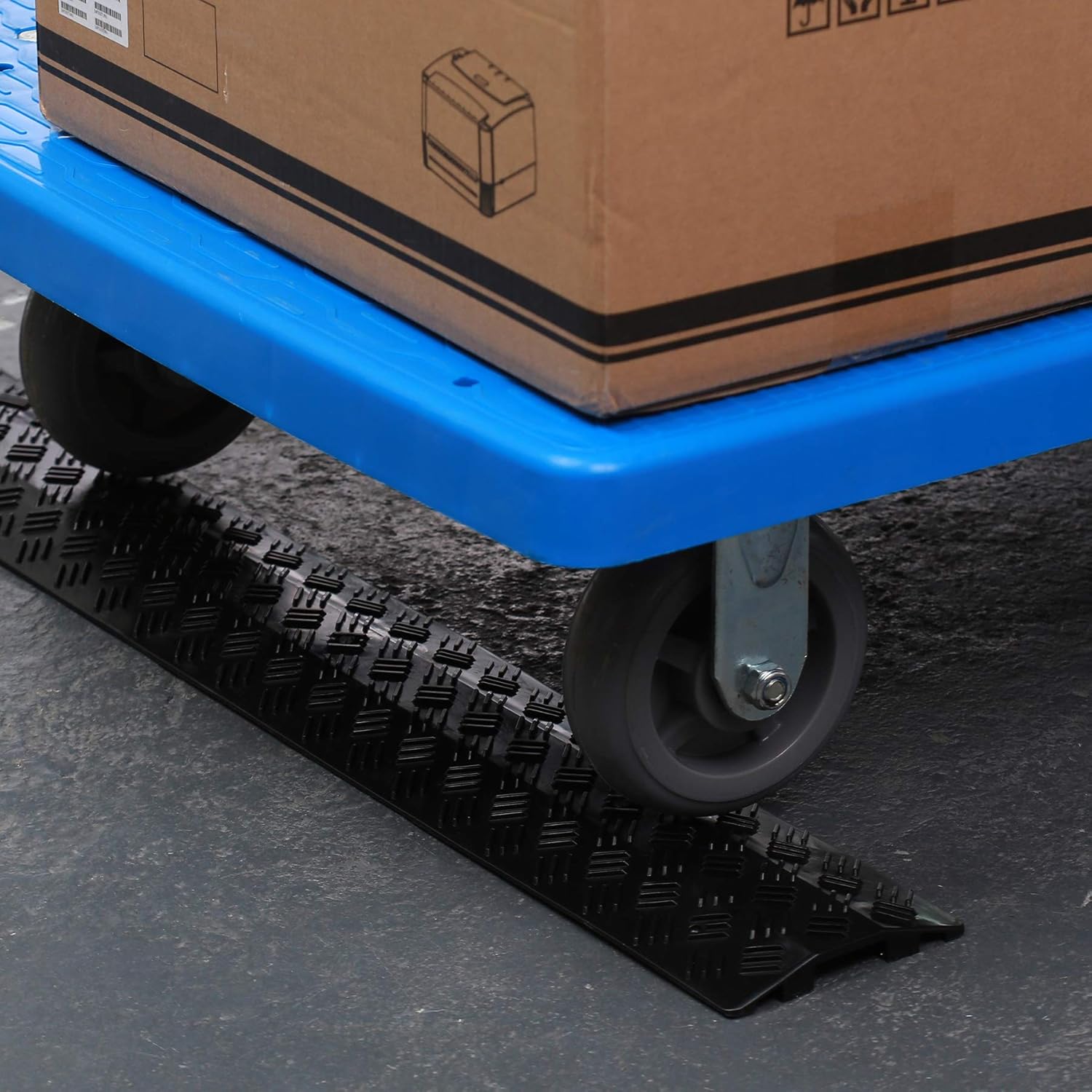 Small 2 Pack - Floor Cord Cover Cord Protector Drop Over Drop Trak Cable Ramp for Office Warehouse - Black