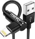 2Pack 90 Degree iPhone Charging Cord 6Ft Right Angle Nylon Braided Mfi Certified Gaming Charger Cable Compatible with iPhone 14 13 12 11 Pro Max XS XR X 8 7 6 5 Plus iPad（Black）