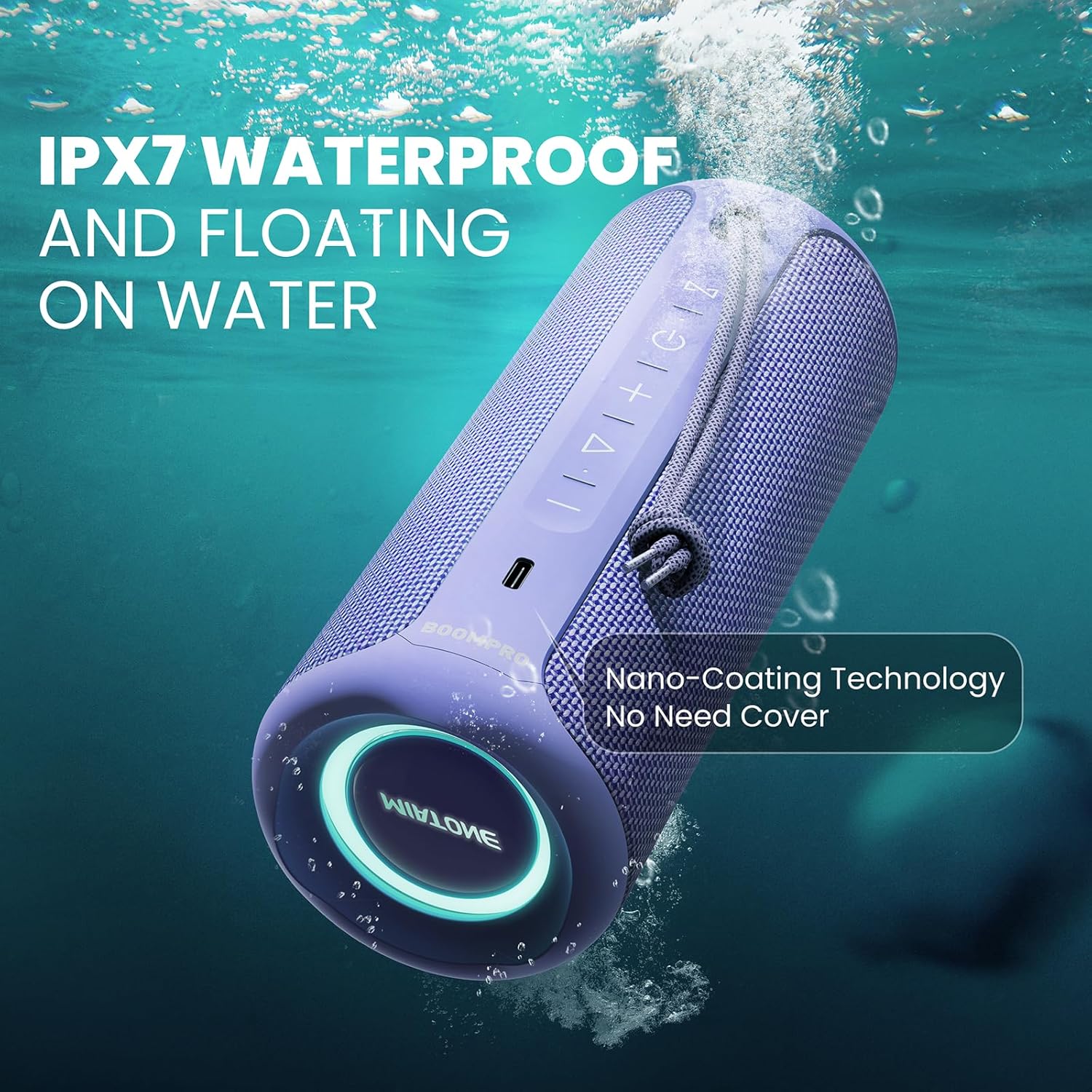 MIATONE Portable Bluetooth Speaker 36W Stereo Sound Bass Boost, 24H Playtime, Bluetooth 5.3 TWS Pairing Girl Friend Gifts for Woman(Purple)