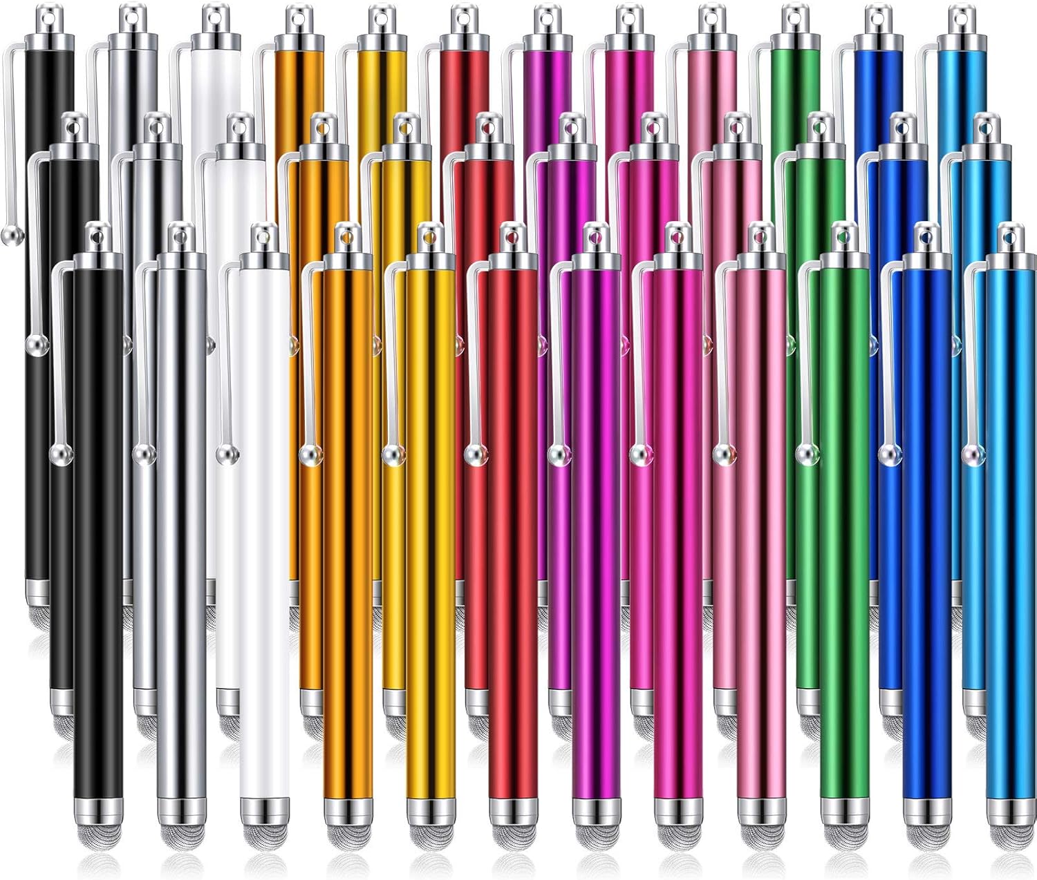 Outus 36 Pieces Stylus Pens Fiber Tip Series Capacitive Stylus Pens for Universal Touch Screen Devices Compatible with iPhone, iPad, Tablet (12 Colors)