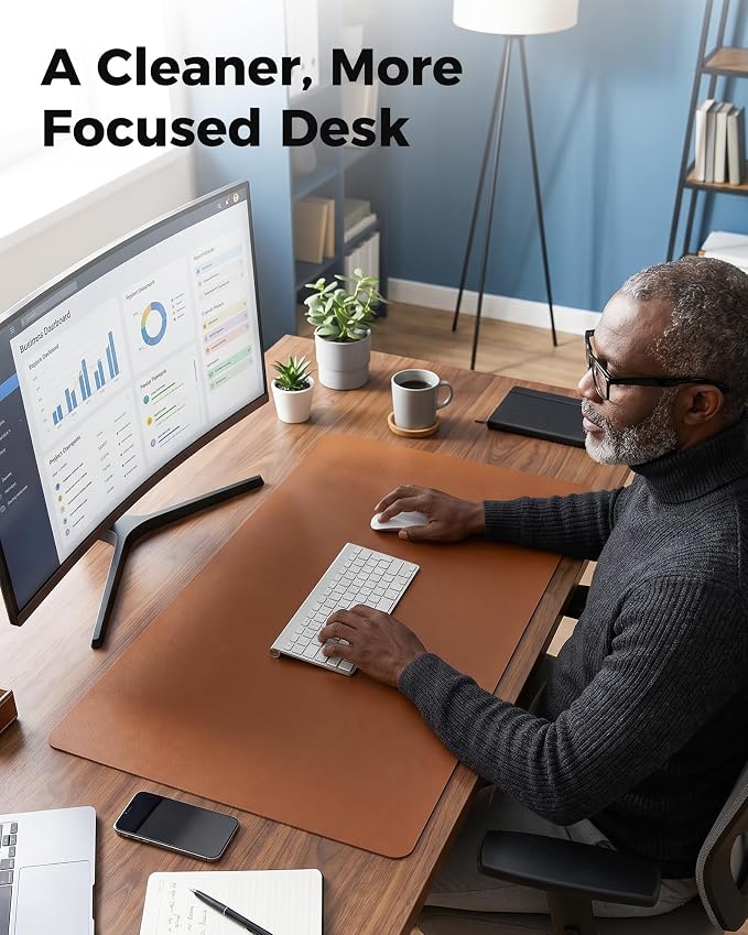 Aothia Double-Sided Desk Pad, 35.4" x 15.7"Leather Desk Mat, Eco Cork Desk Pad - Image 7