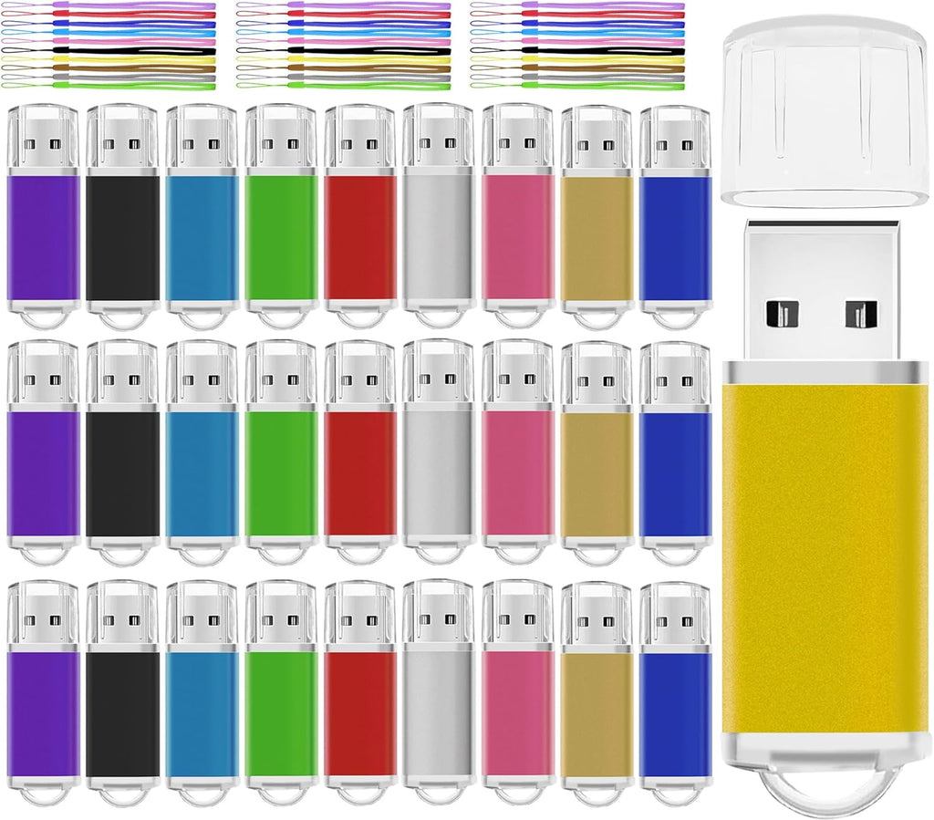 USB Thumb Drive 1GB Flash Drive 50 Pack, Nicepicten Fat Memorias USB 2.0 Flash Drive Bulk 1GB Jump Drives Multiapck Memory Stick with 50PCS Lanyards (Mixcolor 50 Pack, 1 GB)
